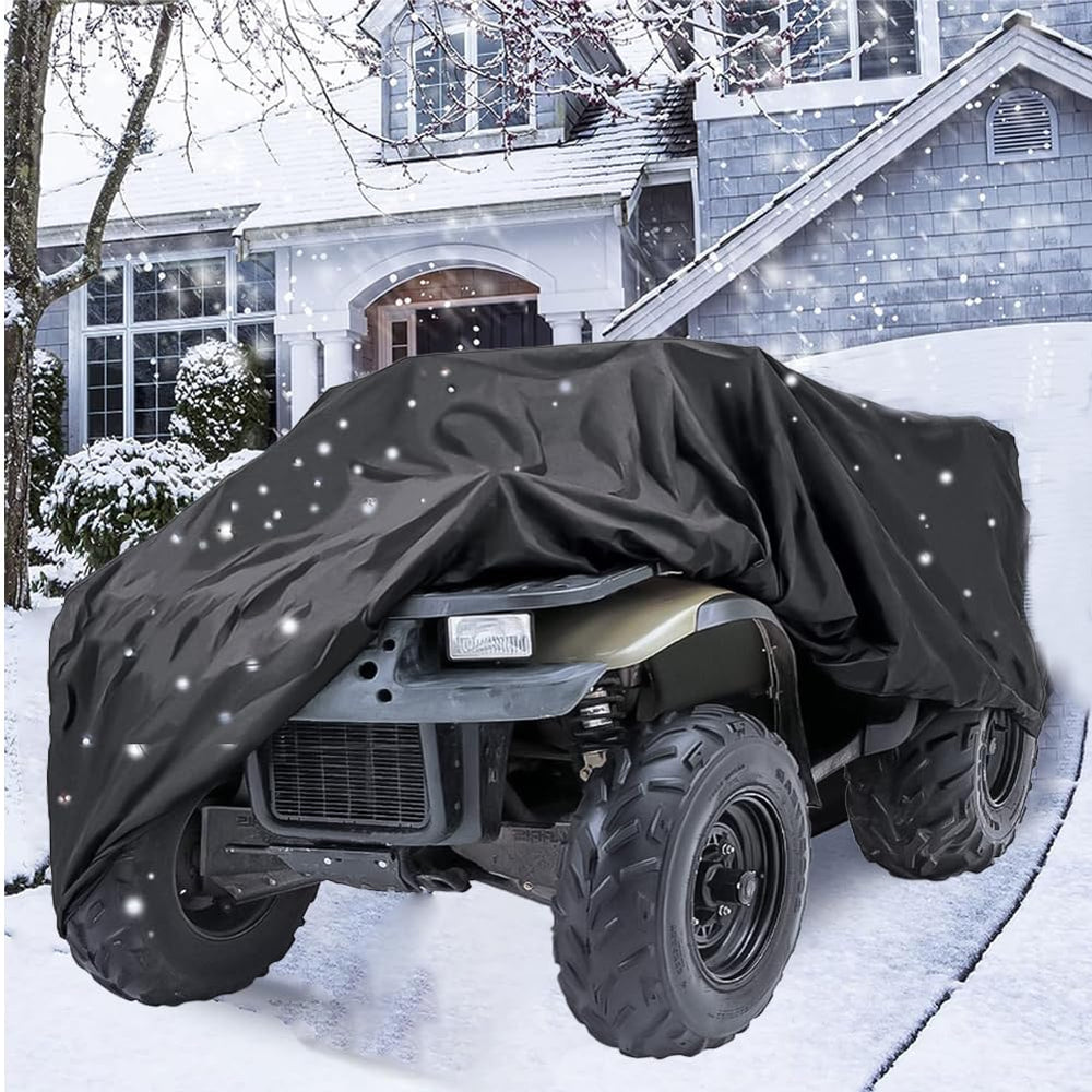 YOTOM cover beside an ATV showing fit and size comparison