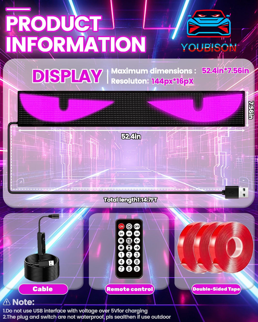 YOUBISON close-up of LED matrix detail highlighting crisp pixels and color clarity