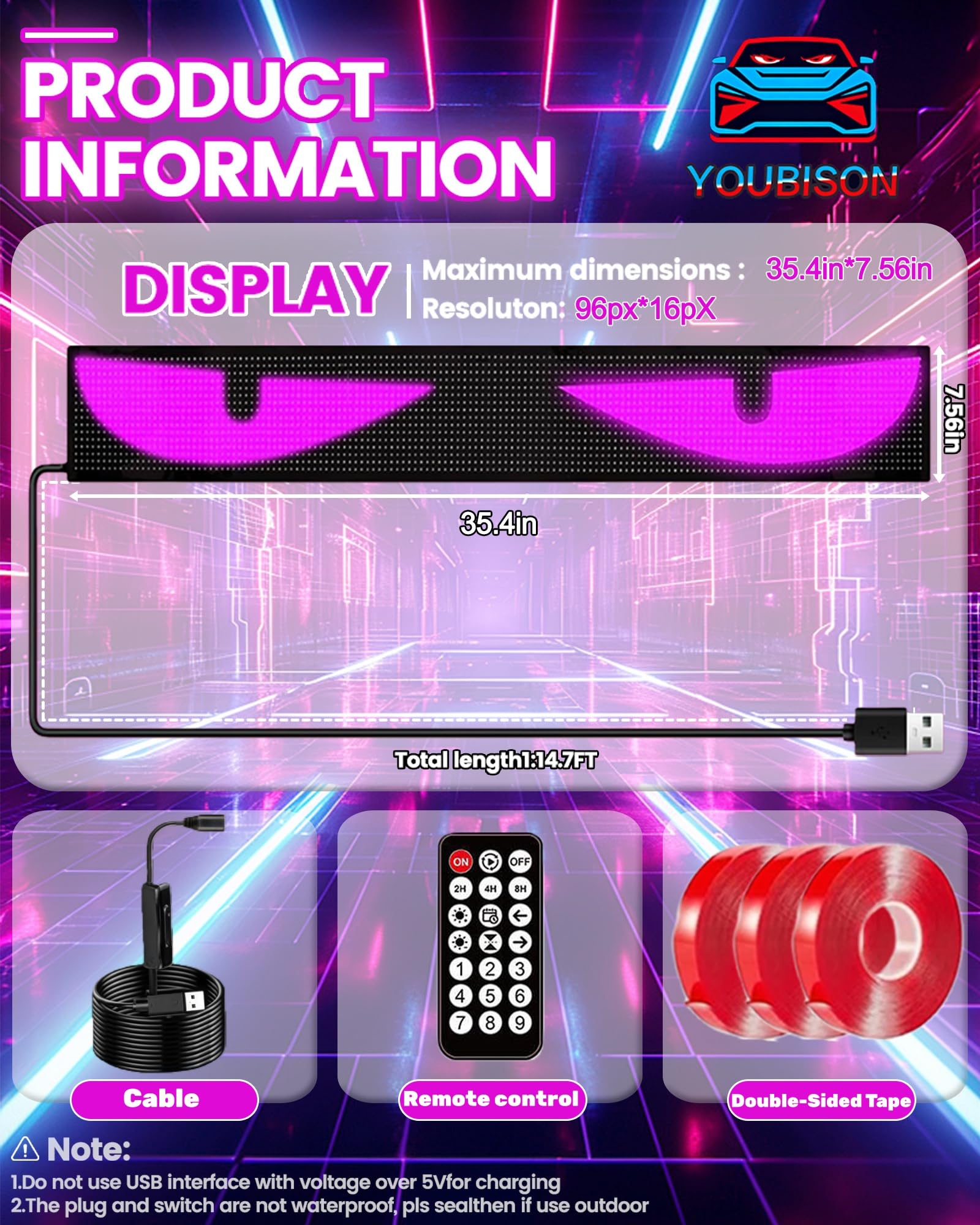 YOUBISON closeup of LED matrix texture ensuring vivid, flexible animations