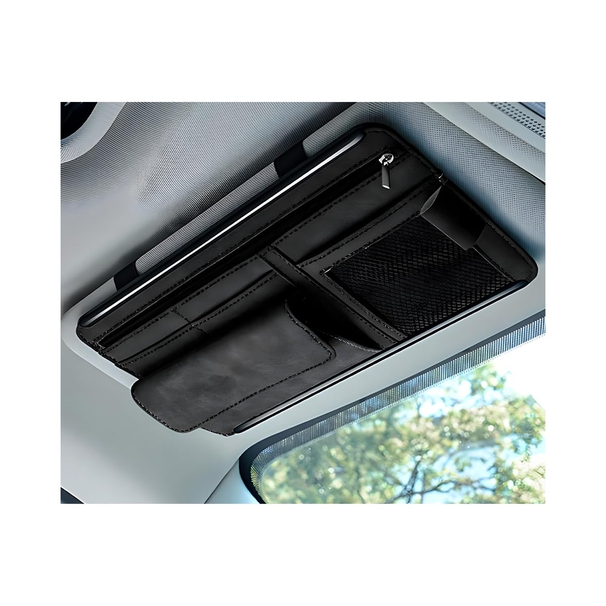 Yourkar front view organizer showing sleek black profile and easy access pockets