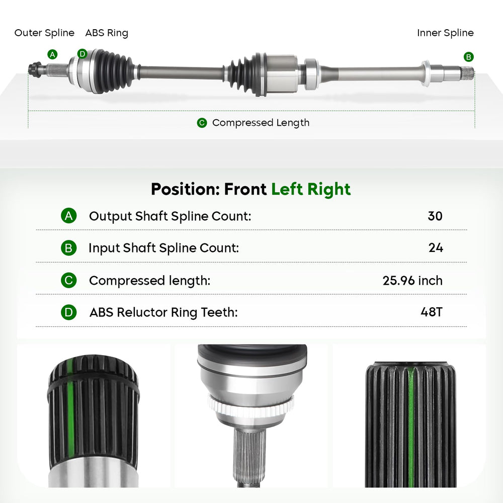 Youxmoto CV axle installed on a vehicle demonstrating correct passenger-side fit