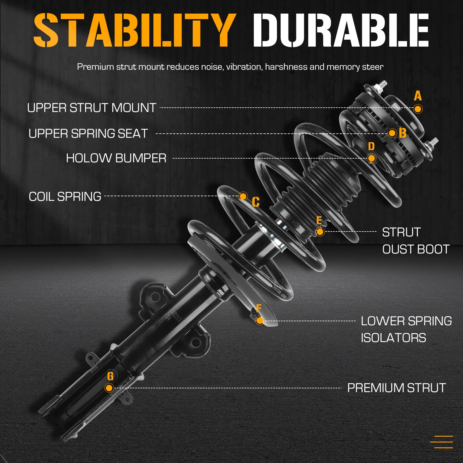 Youxmoto front strut assembly close-up highlighting ready-to-install convenience