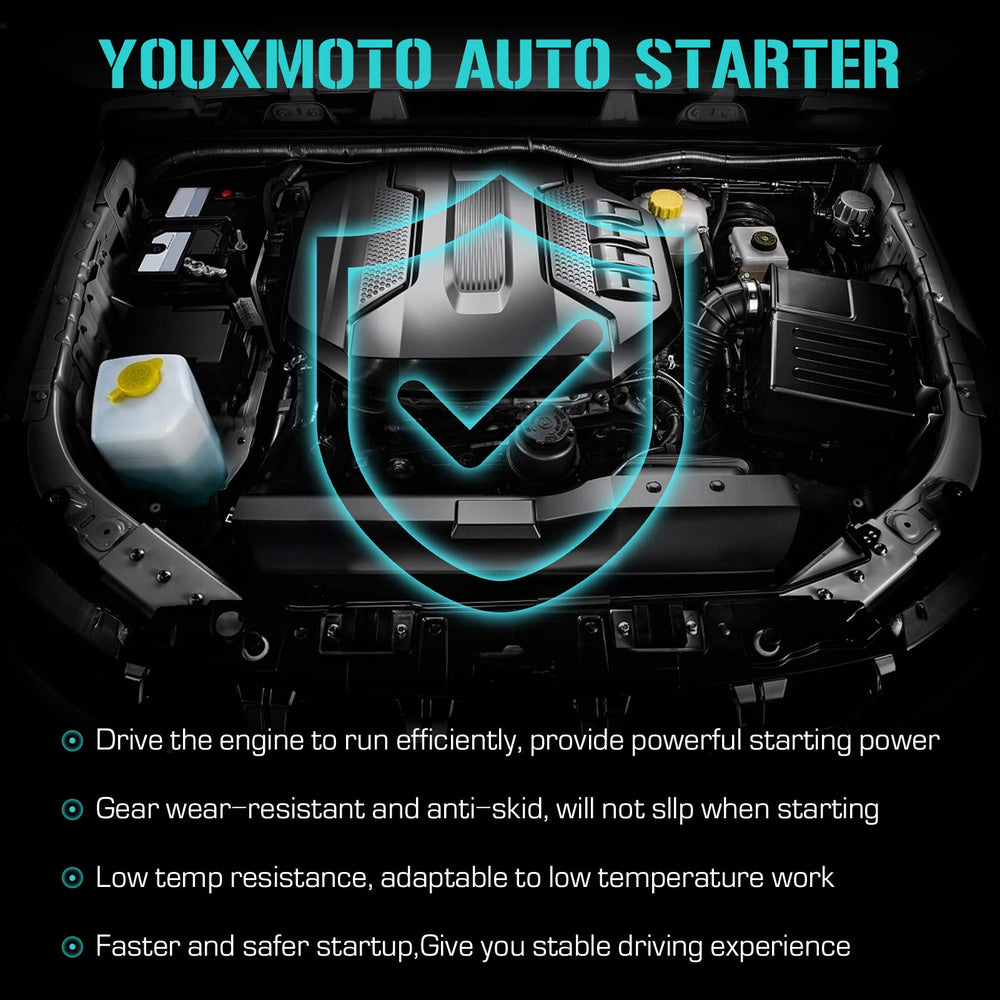 Youxmoto starter installed in a Ford Ranger engine bay demonstrating correct fitment