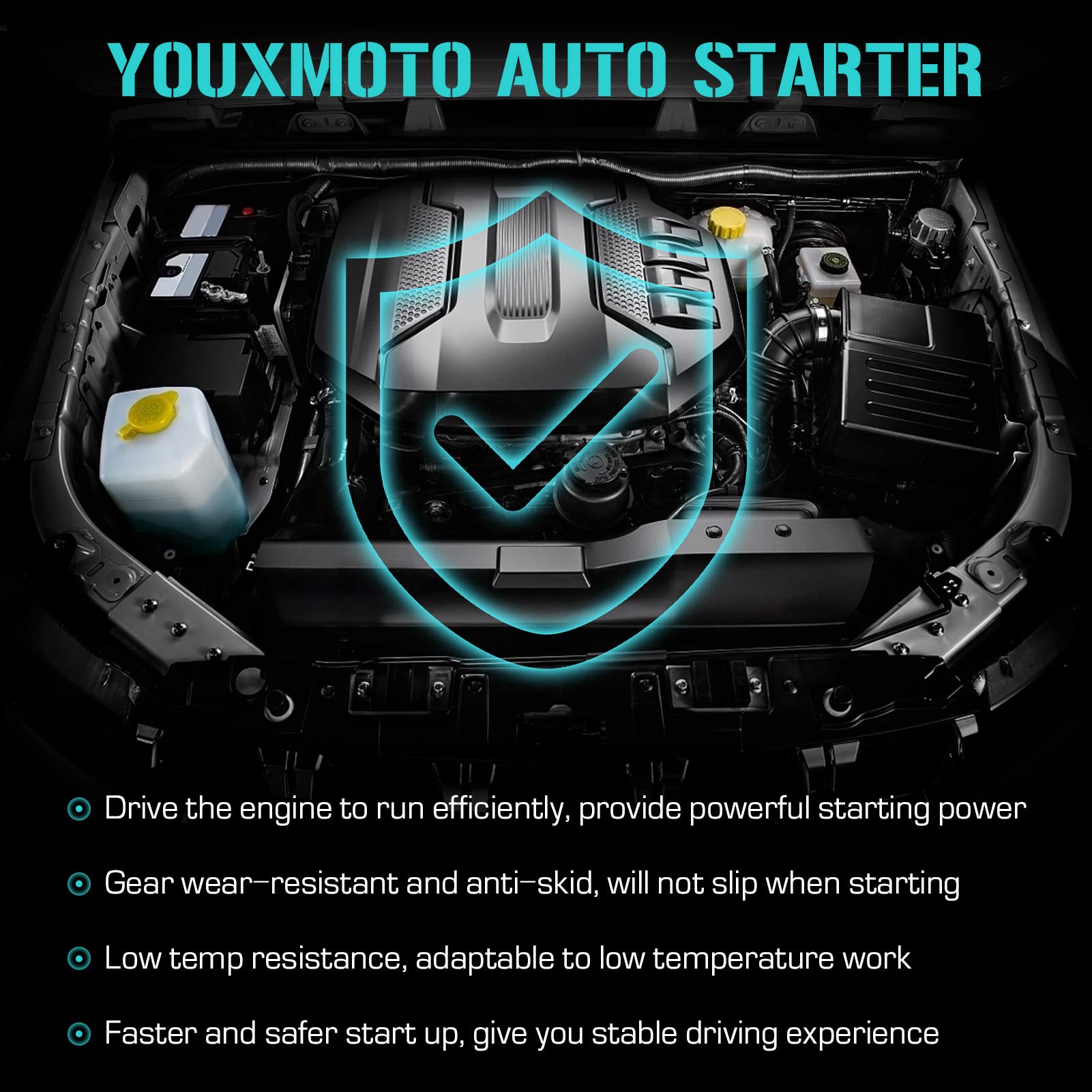 Youxmoto starter beside ruler to show scale and confirm space for fitment