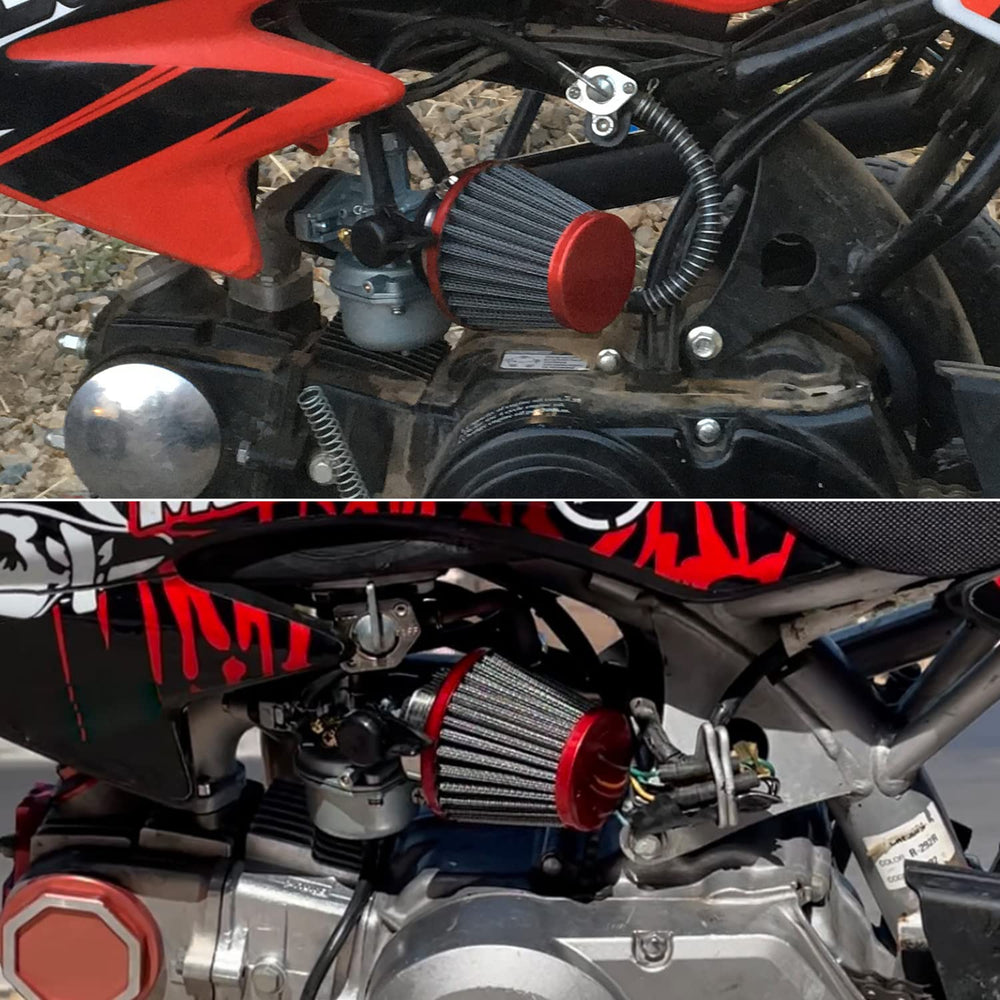 YOXUFA PZ22 red foam air filter showing 38mm fit for airflow protection