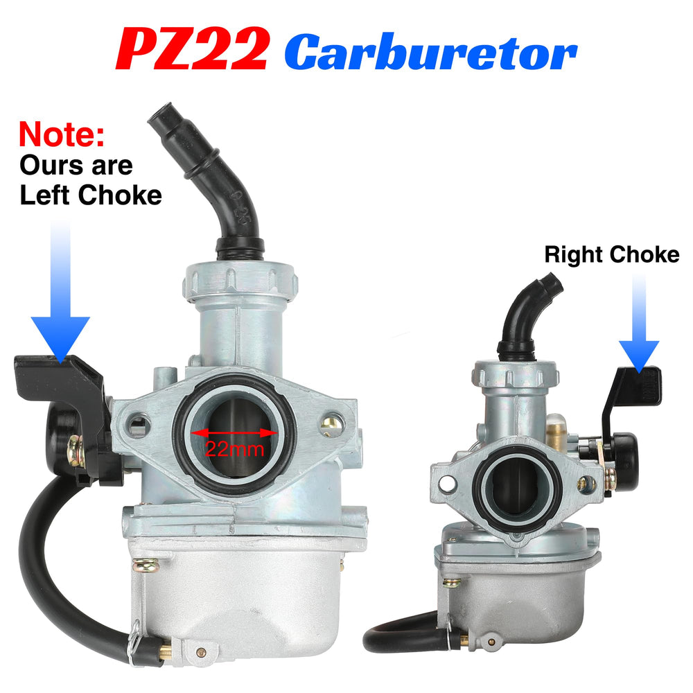 YOXUFA PZ22 left-side choke detail showing lever and cable mount for better control