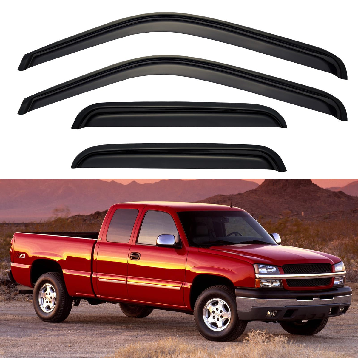 YQAUTEC front passenger door visors protecting interior from rain
