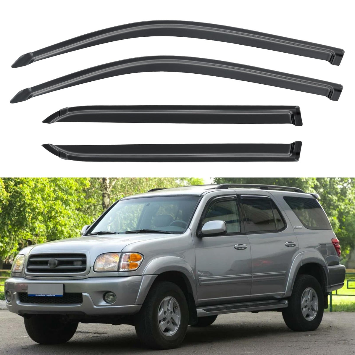 YQAUTEC front passenger visor on Sequoia showing sleek fit and weather protection
