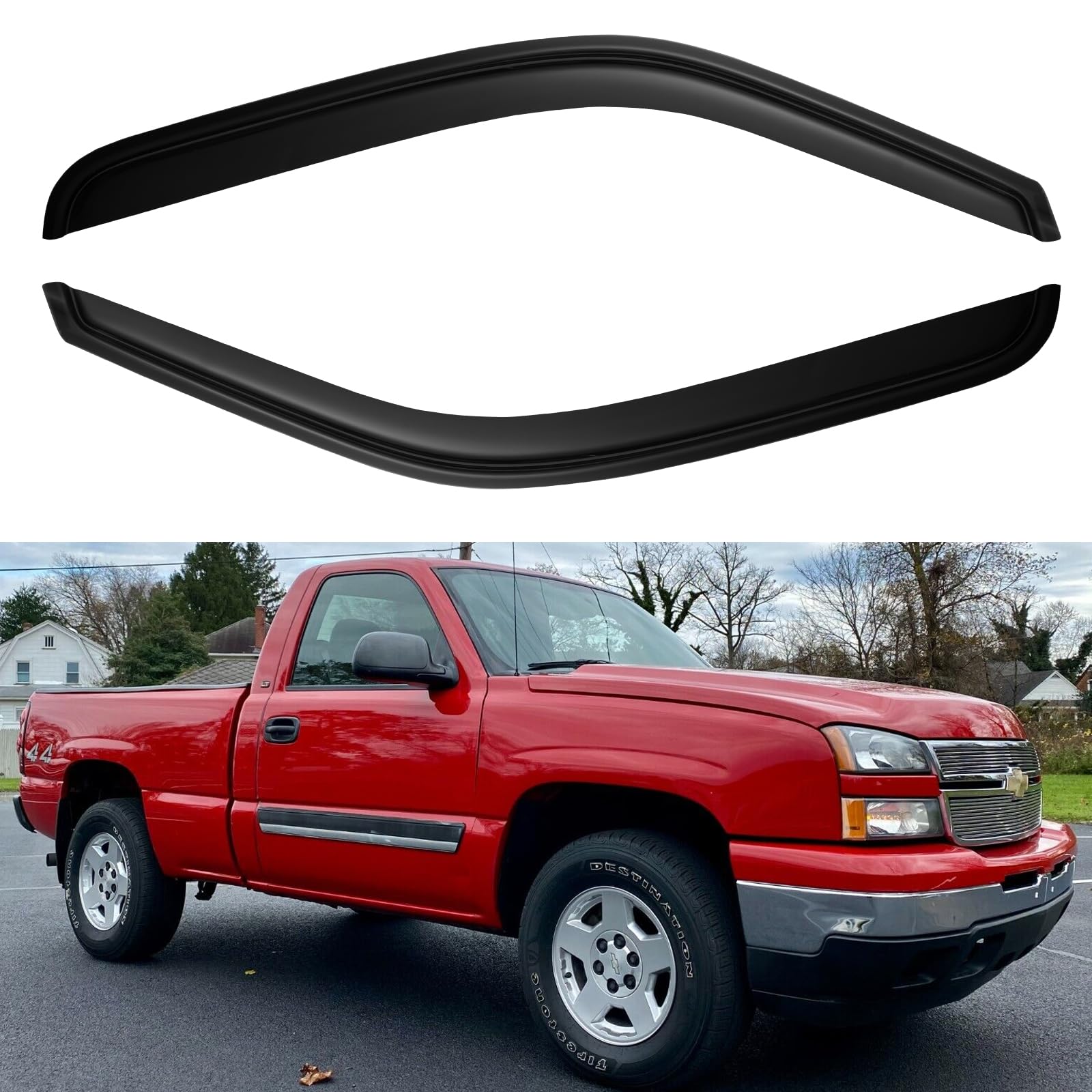 YQAUTEC front profile visor installed on Silverado, improves airflow and appearance