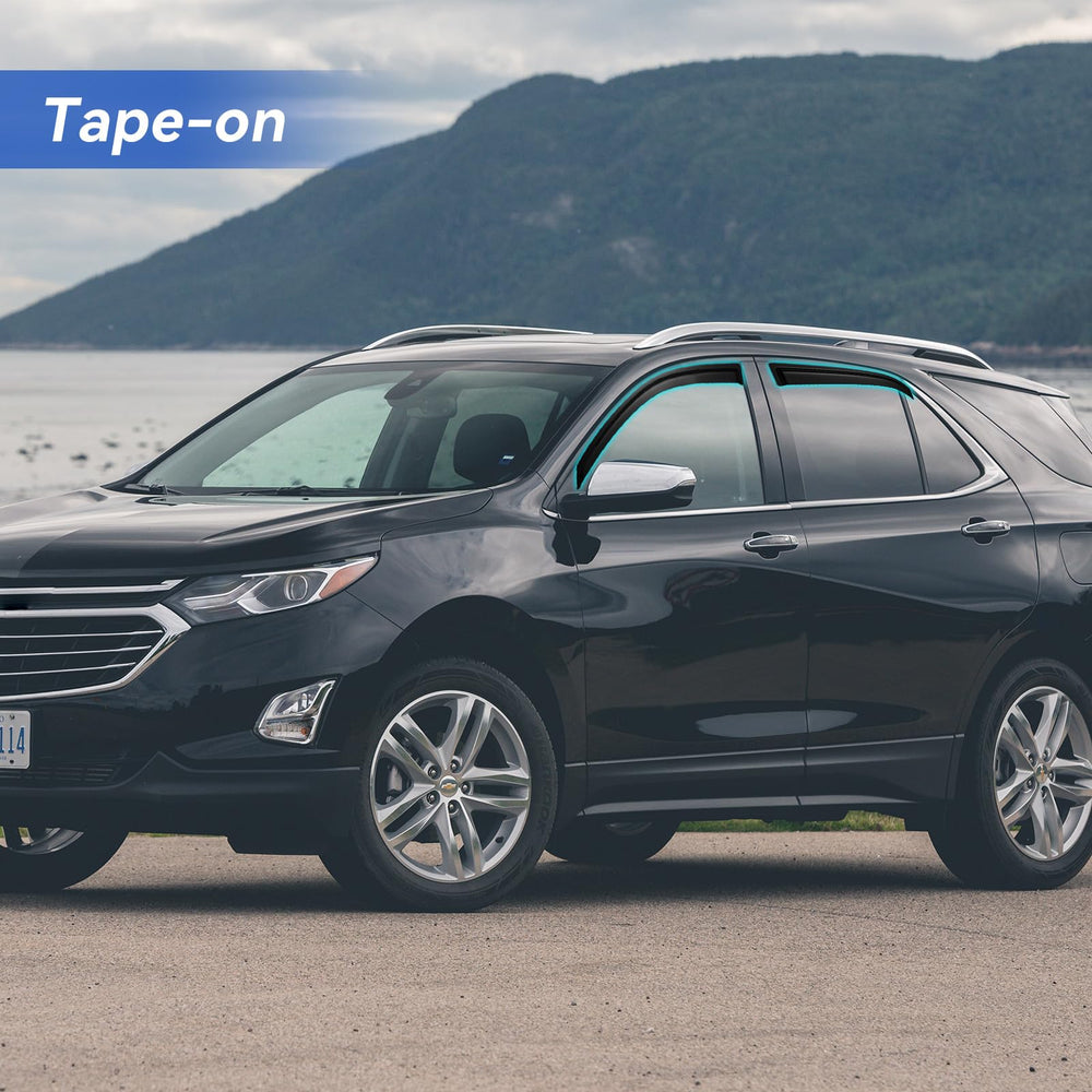 YQAUTEC visors installed on Equinox in street scene showing weather protection