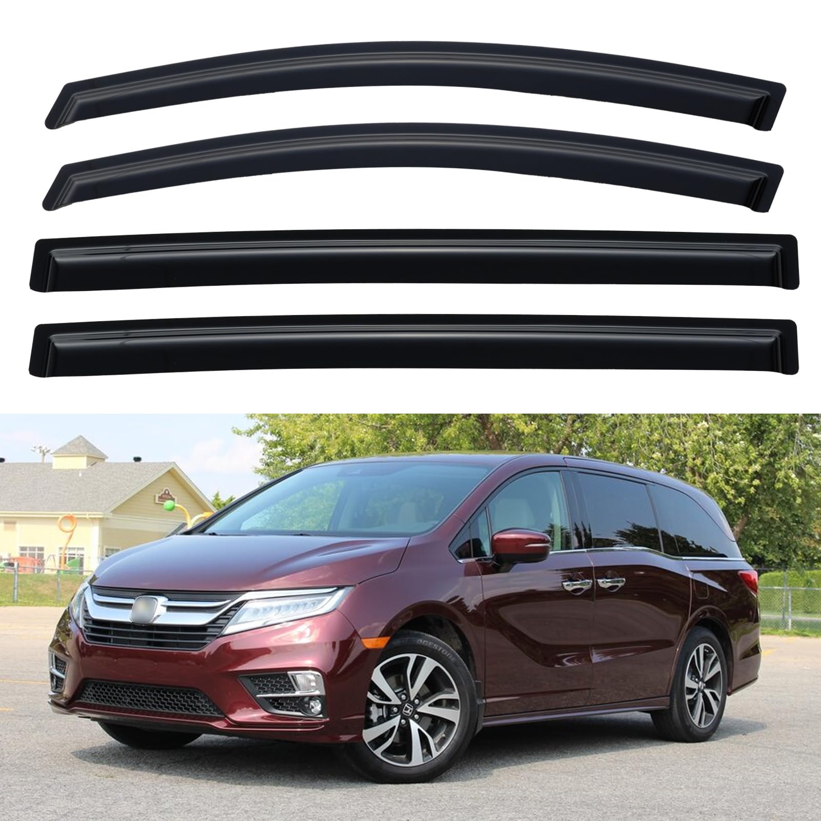 YQAUTEC front passenger window visors installed adding sleek protection