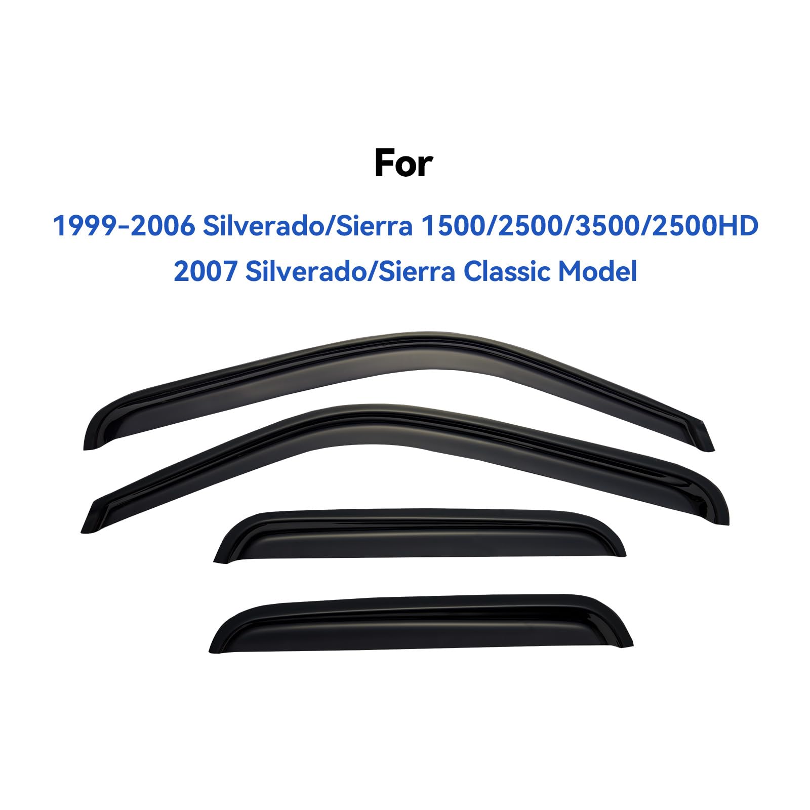 YQAUTEC rear half door visors profile reducing wind and glare
