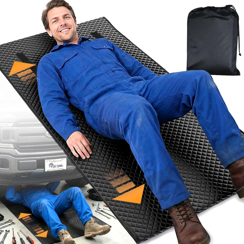 YQCQWL mat at an RV campsite for roadside repairs and travel readiness