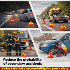 Yudaxsafe assembled triangle placed on roadside improving driver warning distance
