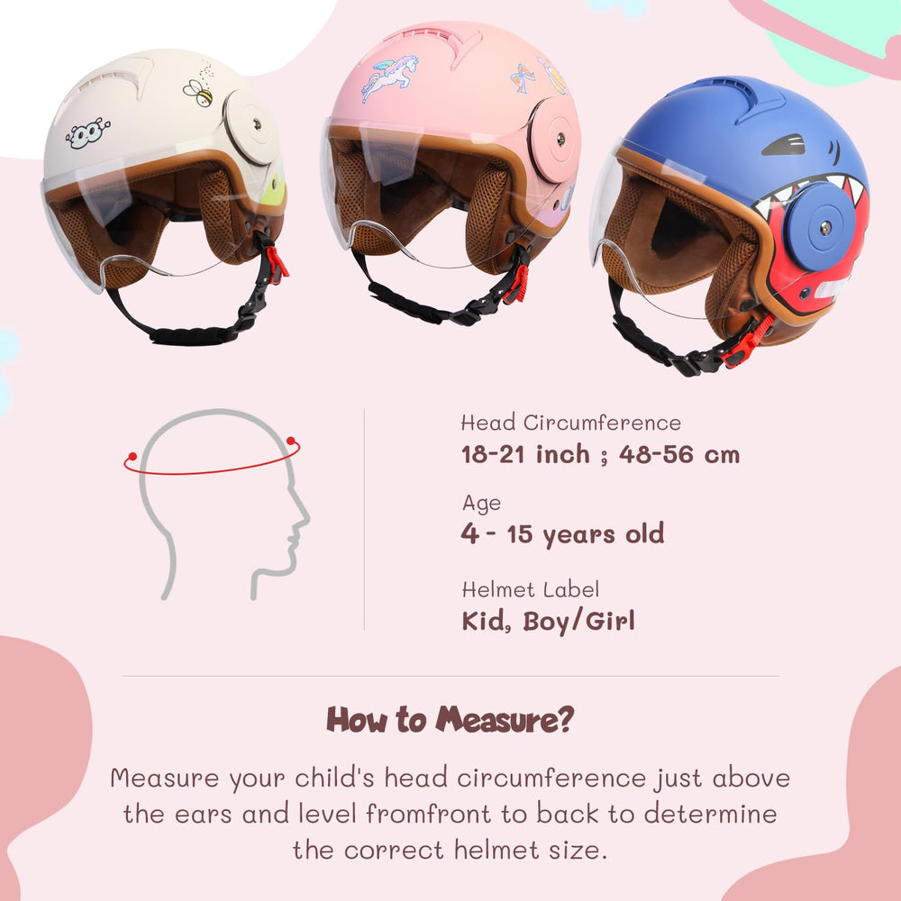 YUDJYQM helmet next to ruler showing adjustable 48–56 cm sizing