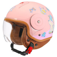 YUDJYQM pink helmet front view showing vibrant design and easy wear benefit
