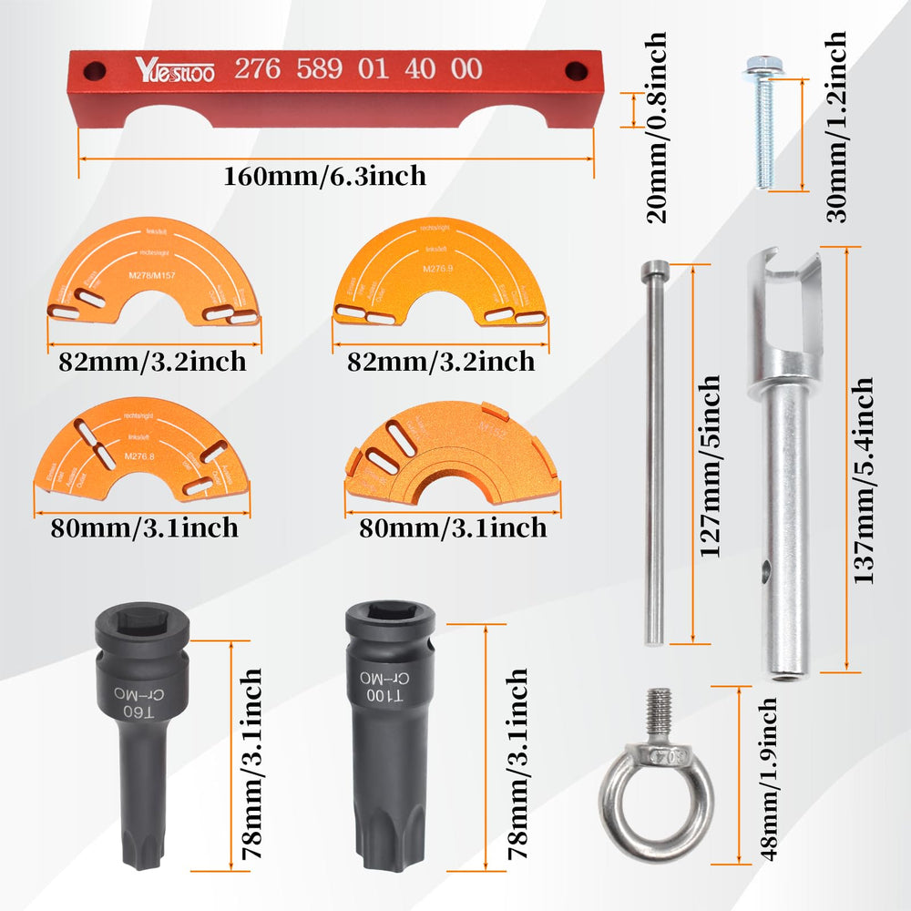 Yuesstloo camshaft timing tool close-up showing hardened steel for precise locking