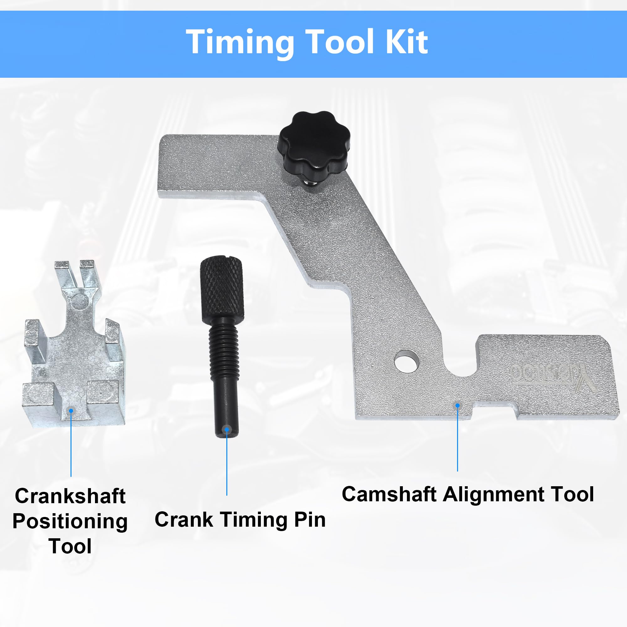 Yuesstloo crankshaft positioning tool profile displaying thickness and notch design for stable engine positioning