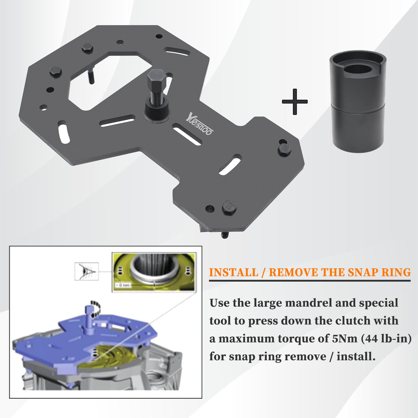 Yuesstloo installer plate top view showing stable clutch seating aid