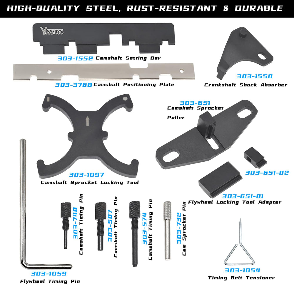 Yuesstloo flywheel locking tool close-up showing secure flywheel hold benefit