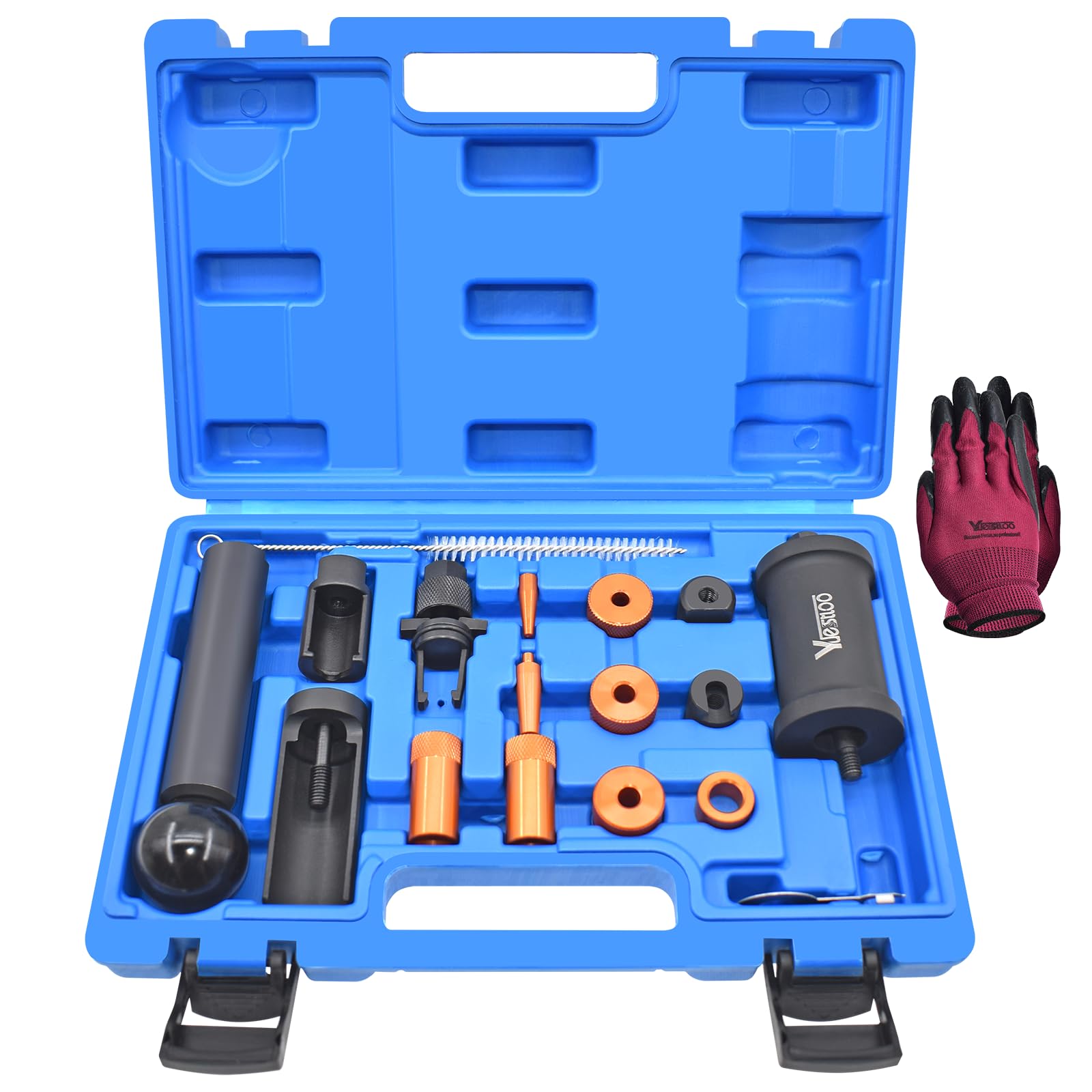 Yuesstloo carry case open showing organized injector service tools and fast access