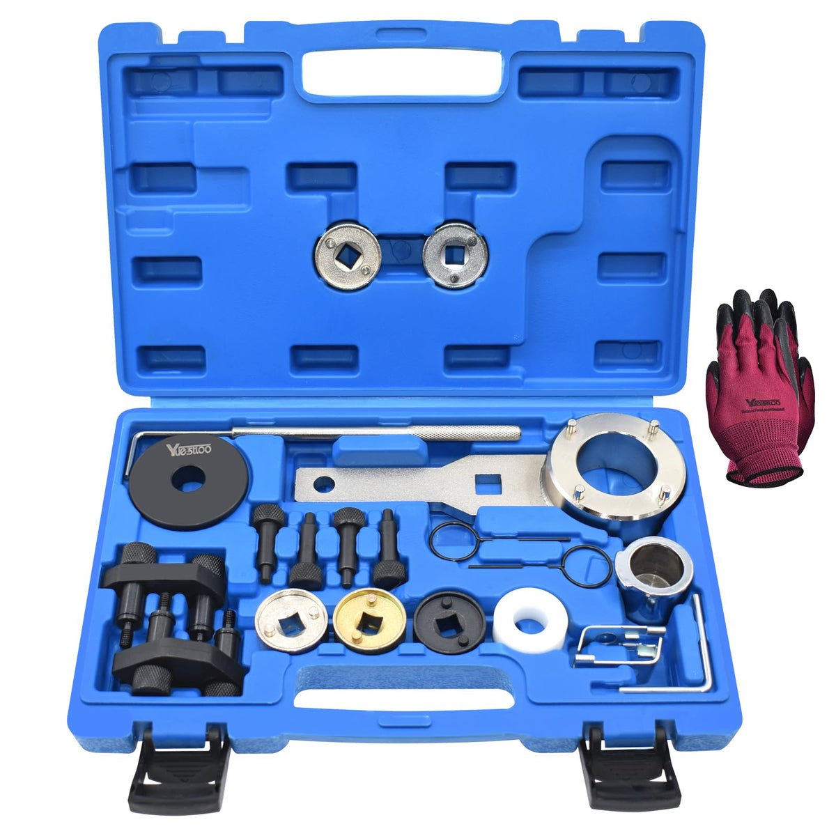 Yuesstloo front packaging showing complete EA888 timing kit and benefits