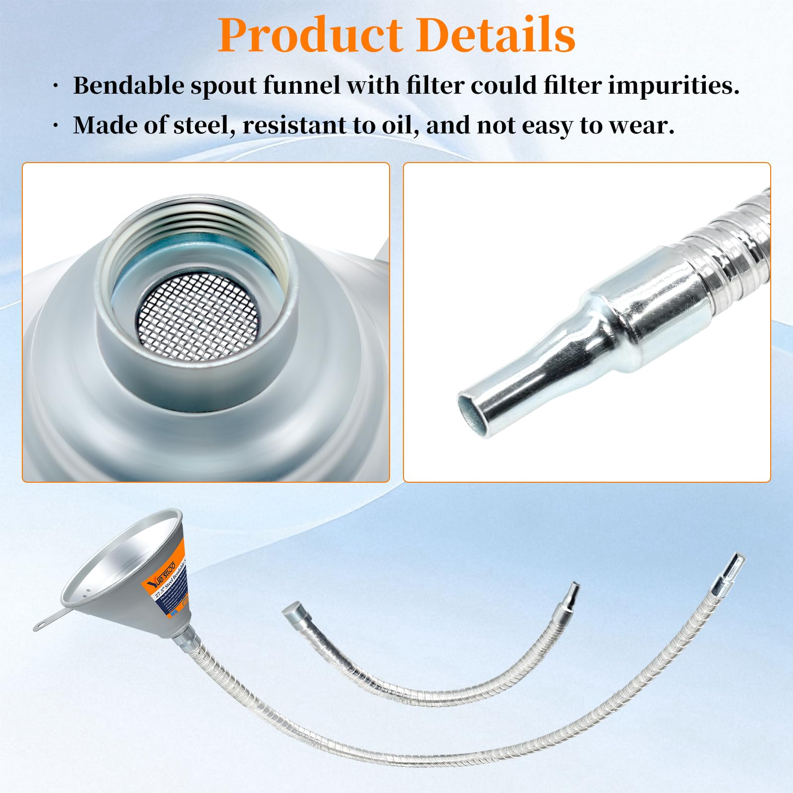 Yuesstloo funnel with hook hanging for tidy storage and quick access