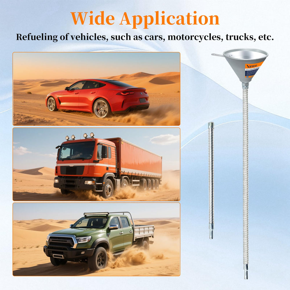 Yuesstloo funnel in use refueling a car providing accurate, low-mess pouring