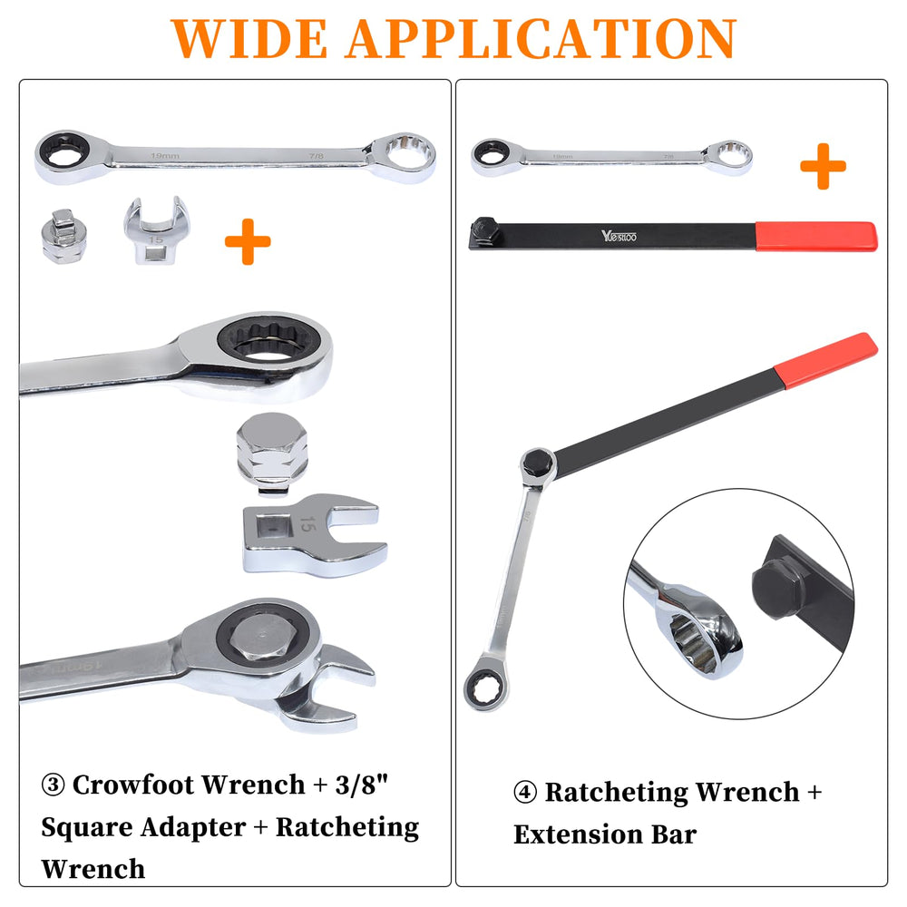 Yuesstloo low-profile sockets layout illustrating fit for tight spaces