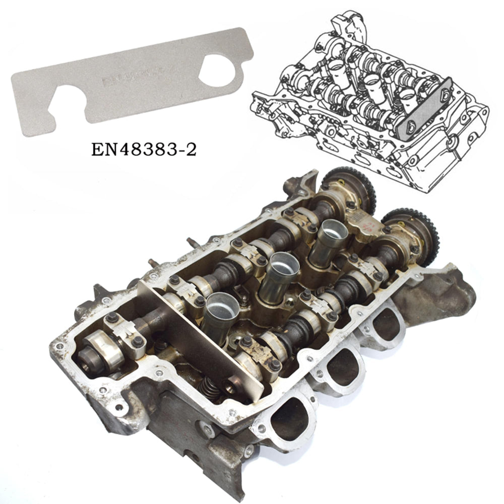 Yuesstloo tool in use on GM engine illustrating simplified timing procedures