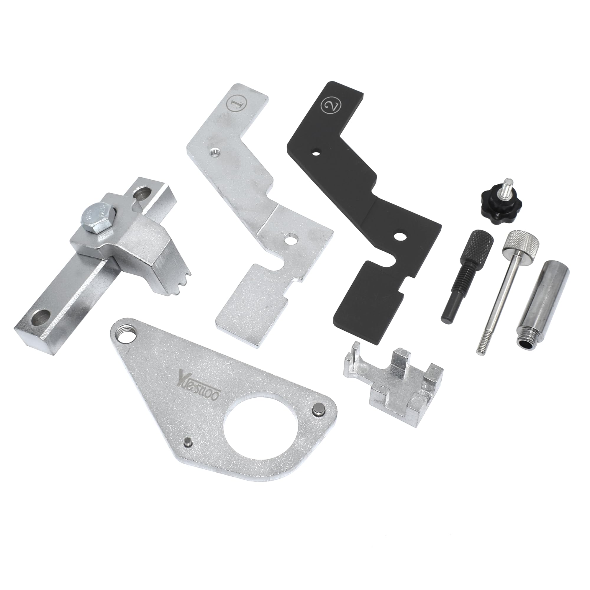 Yuesstloo full tool set laid out showing all locking plates and pins for quick identification