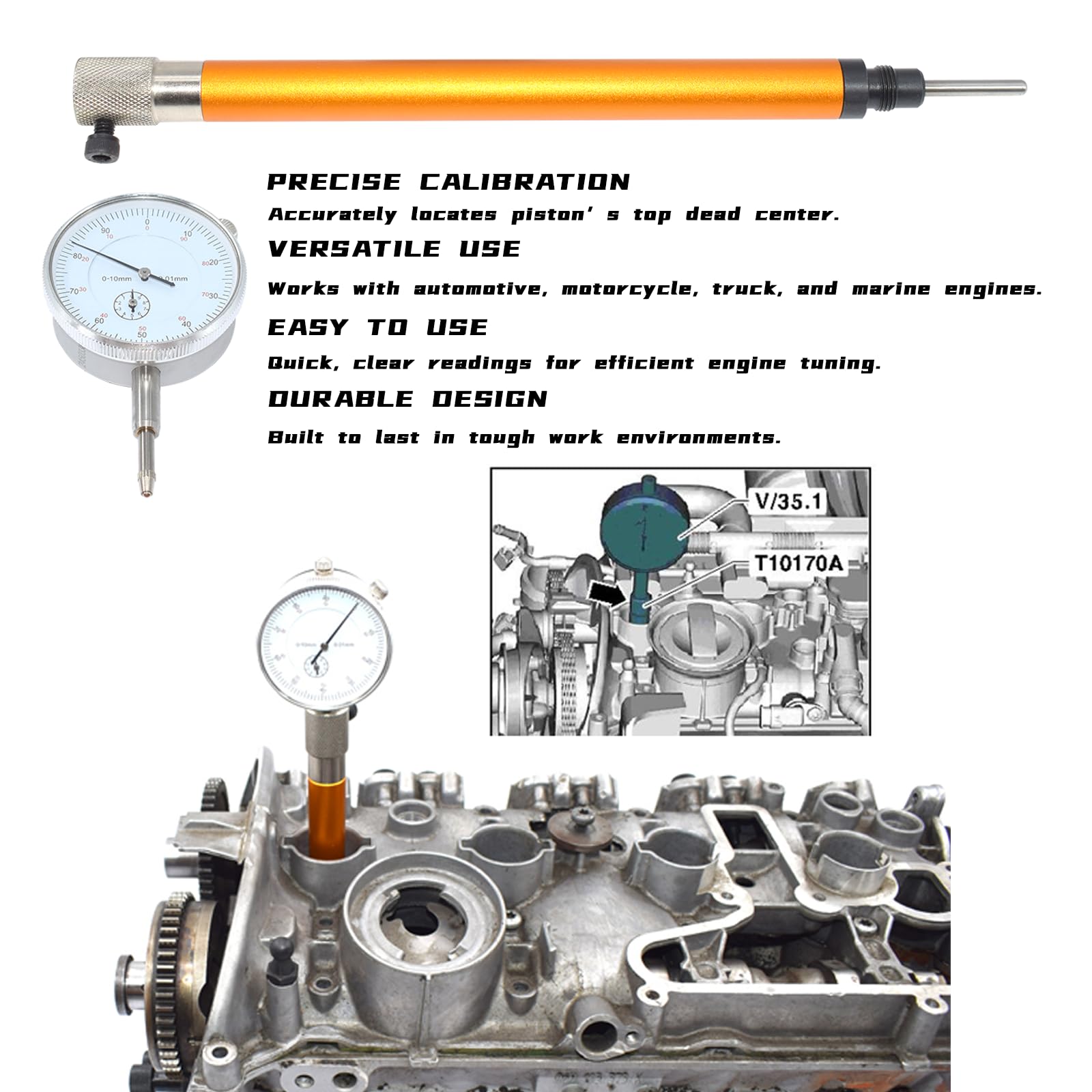 Yuesstloo tools in use on engine demonstrating correct alignment
