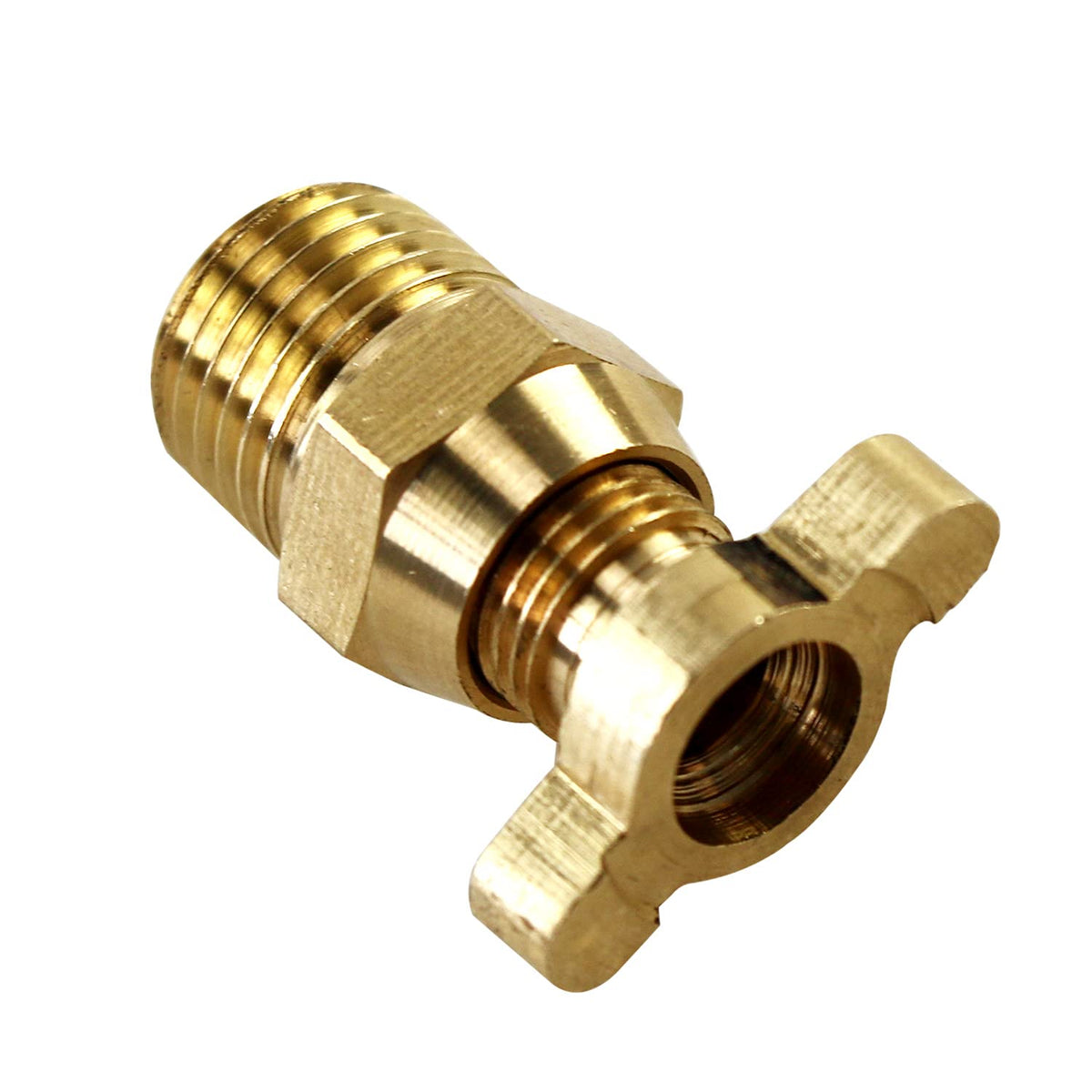 YUFUQIDA front view of brass petcock showing compact durable design and easy replacement
