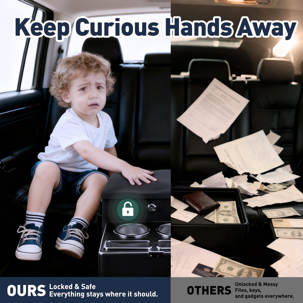 YUKGAMS installed between front seats in SUV maximizing unused cabin space
