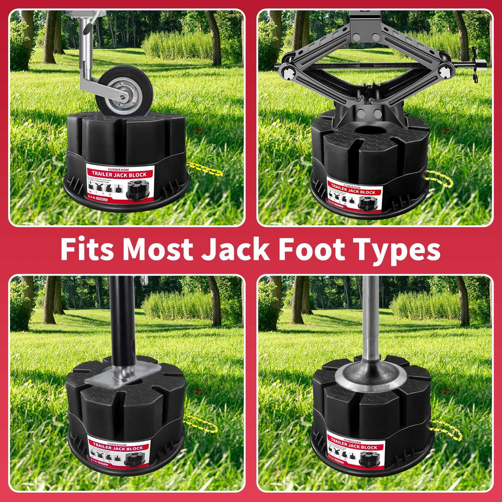 YUNNIEHOM under trailer jack foot demonstrating stable support and reduced sinking