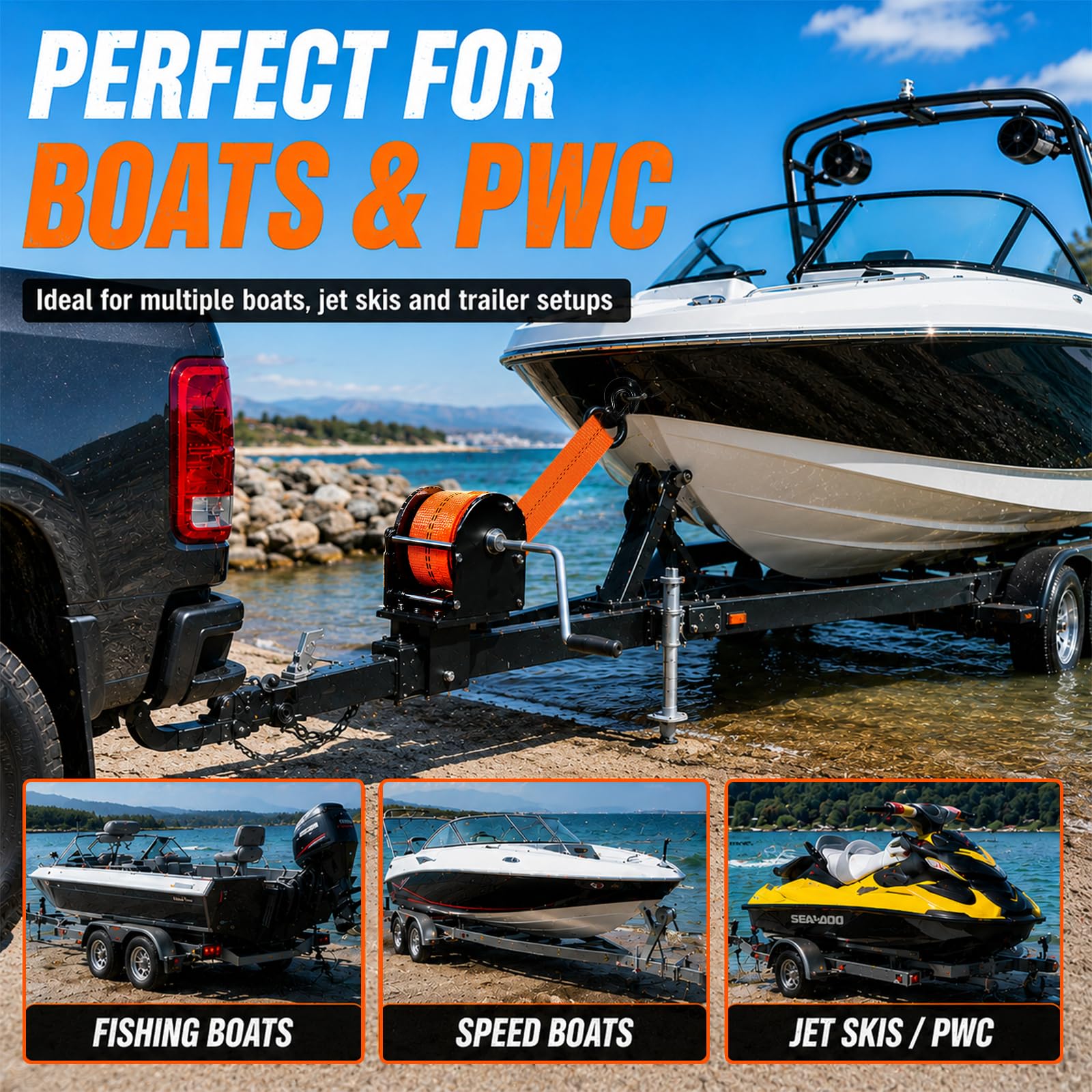 YUNPEAK strap in real-world trailer launch scene showing reliable towing