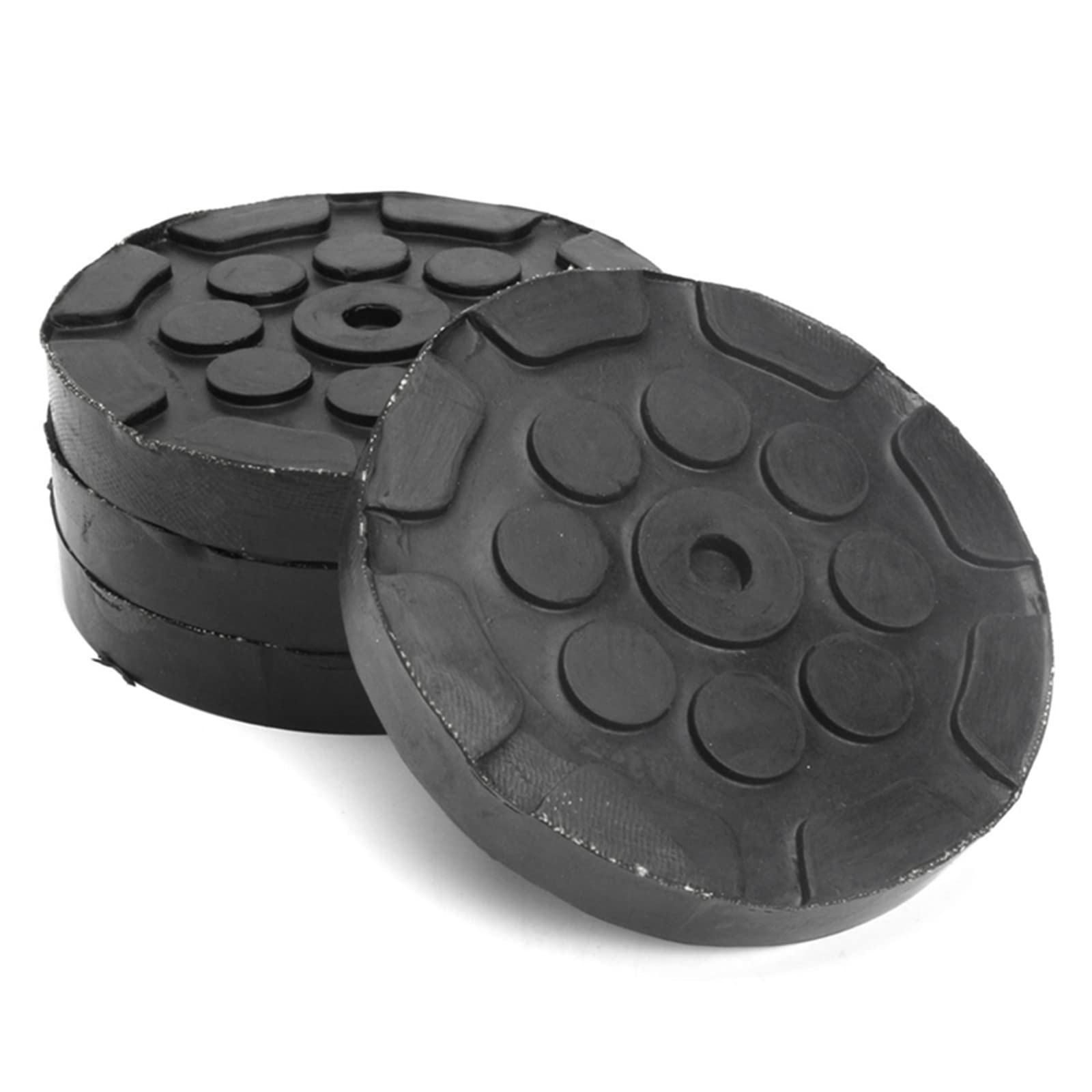 Yuudar front view of four round rubber lift pads showing package and benefit of full-arm protection