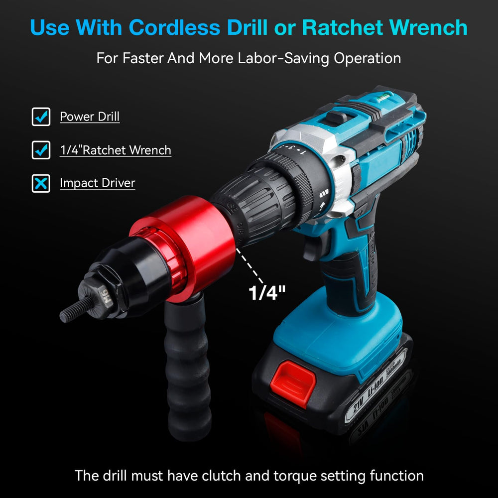 YUZES drill adapter handle close-up offering non-slip control and reduced fatigue