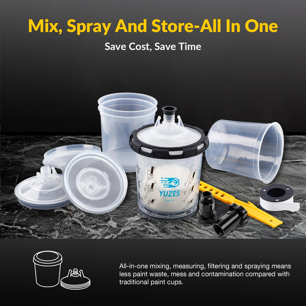 YUZES liner texture and measuring lines for accurate mixing and no-mess pouring
