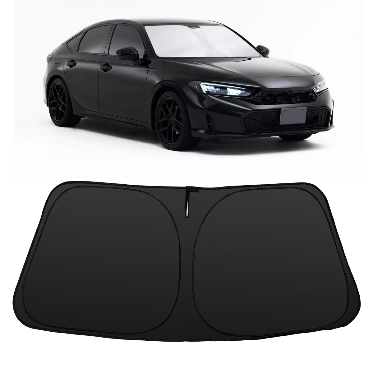 YYCKE front view showing full windshield coverage and perfect Civic fit for sun protection