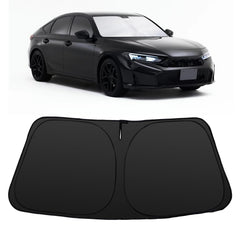 YYCKE front view showing full windshield coverage and perfect Civic fit for sun protection