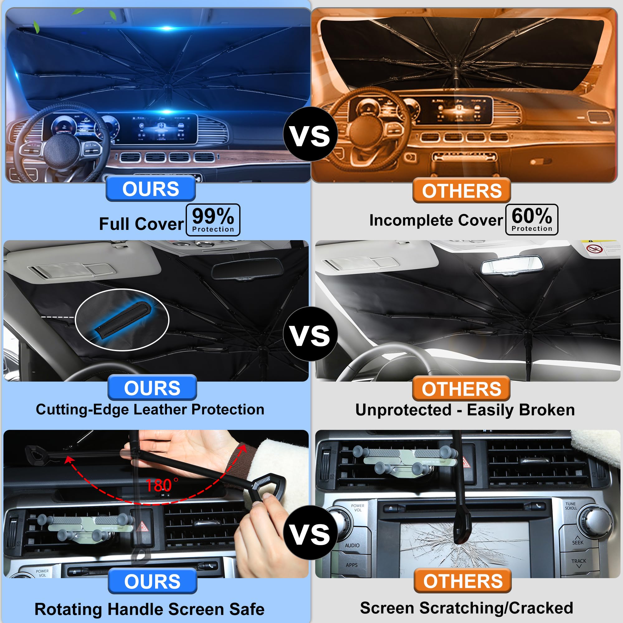 YYCKE sun shade installed inside GMC Sierra, keeps cabin cooler while parked