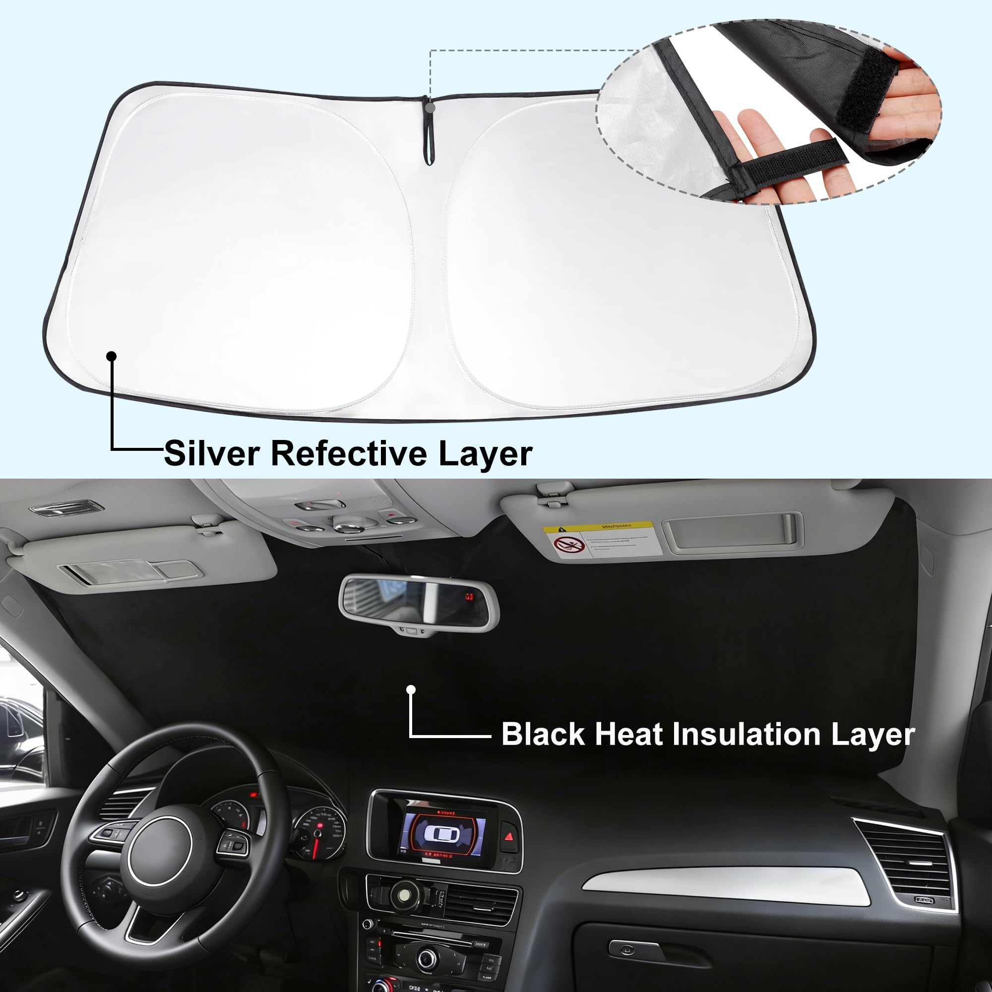 YYCKE side profile showing edge-to-edge windshield coverage, eliminates gaps to block UV