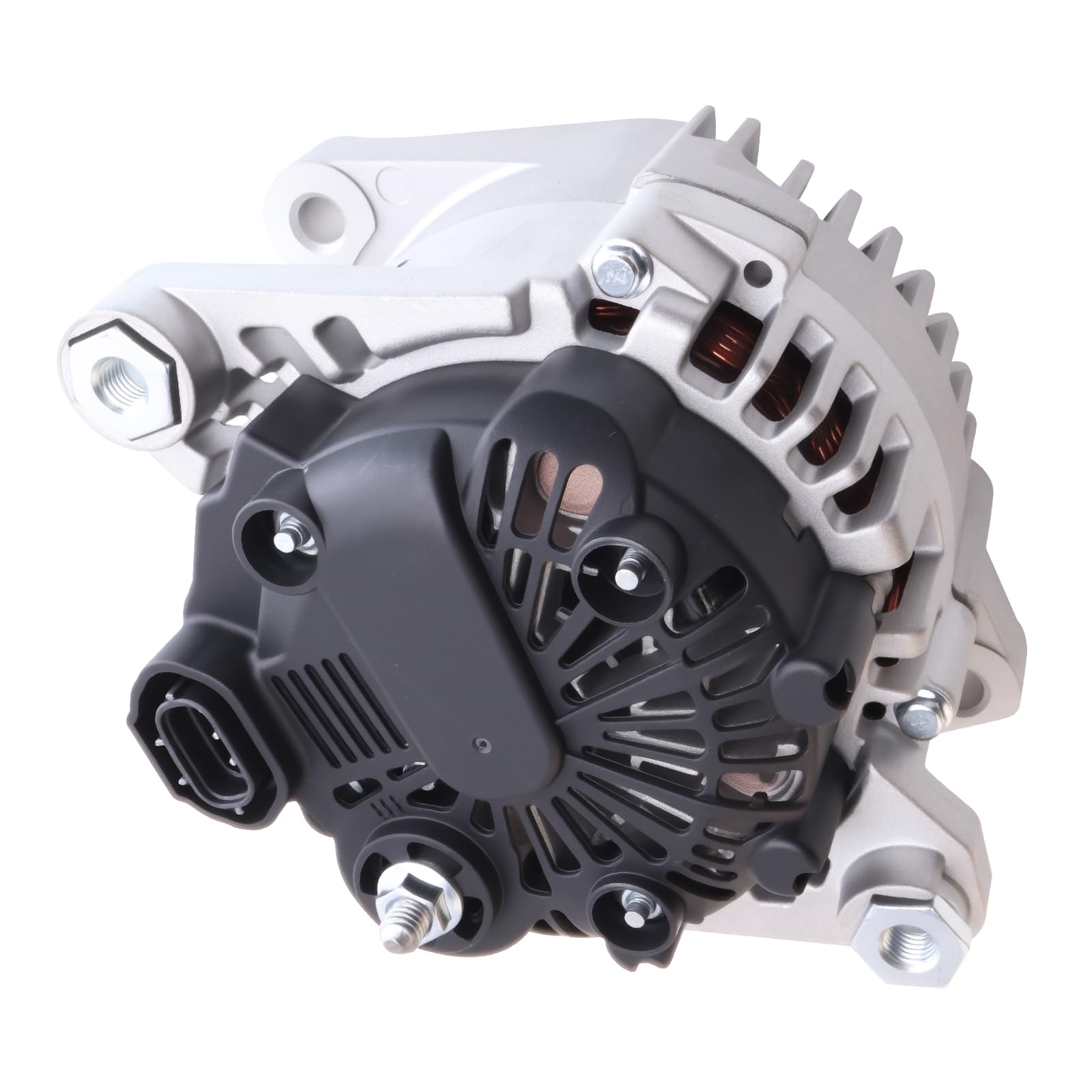 YYHHZZ alternator packaged with hardware ready for immediate installation