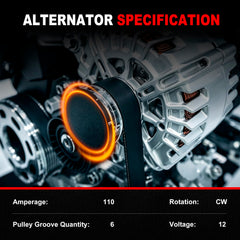 YYHHZZ alternator pulley close-up highlighting 6-groove pulley durability