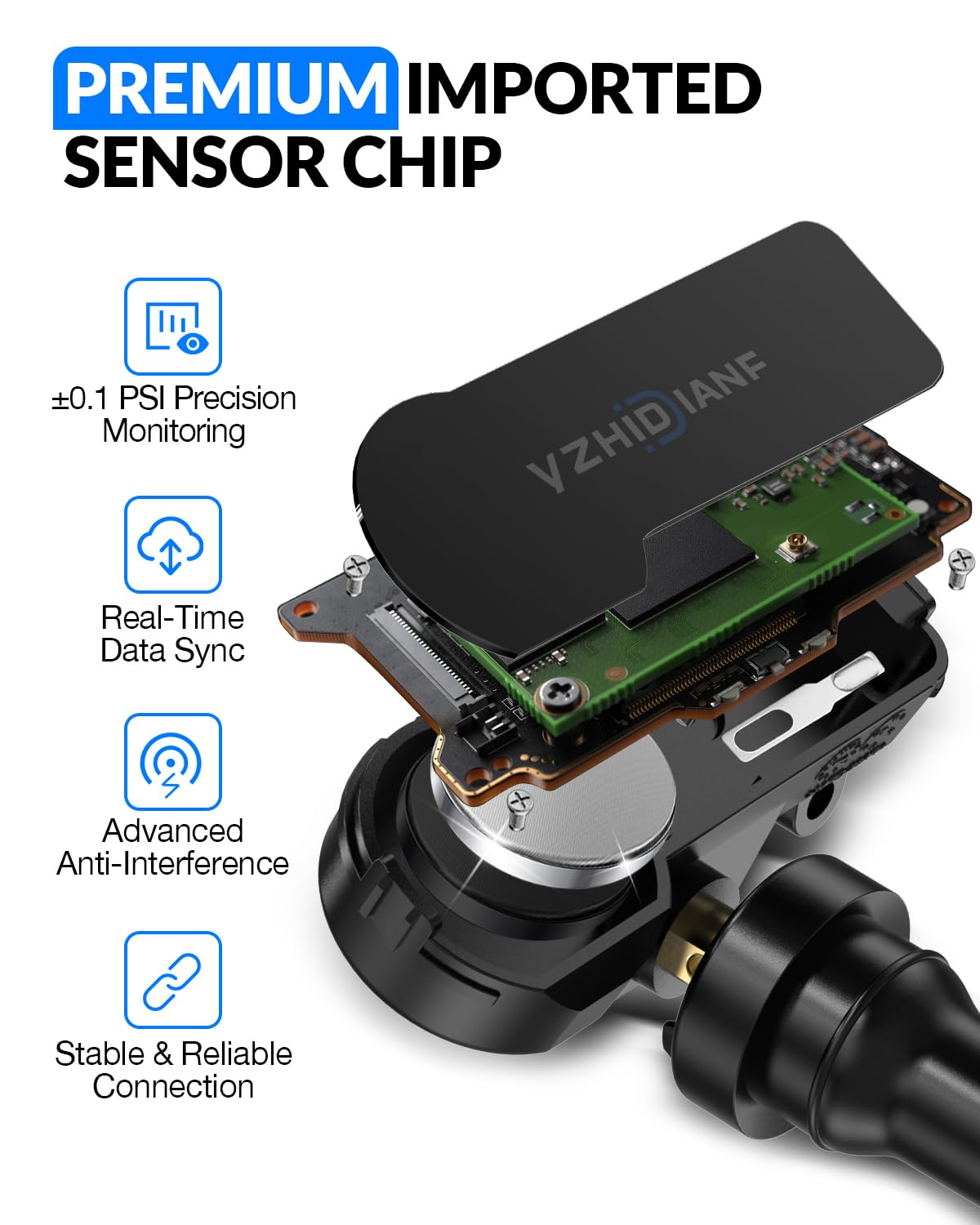 YZHIDIANF sensor chip closeup illustrating accurate pressure sensing