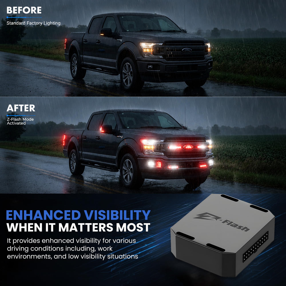 Z-Flash on F-150 front lights flashing to enhance road and roadside visibility