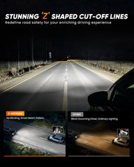 Z-OFFROAD headlights installed on Silverado at night improving road illumination