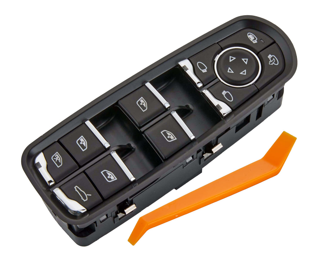 ZAPOSTS driver-side master switch front face showing button layout for clear identification and fit