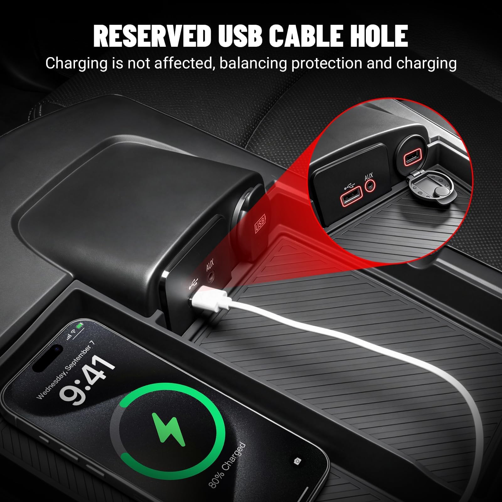Zaqmru charging cable cutout enabling in-console charging
